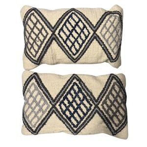 Magnolia Home‎ Lumbar Pillow Set of 2 Woven Diamond Accent Pillows Neutral